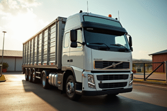 Camion bétail bien entretenu sur une ferme ensoleillée