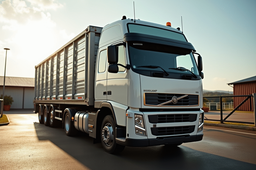 Camion bétail bien entretenu sur une ferme ensoleillée