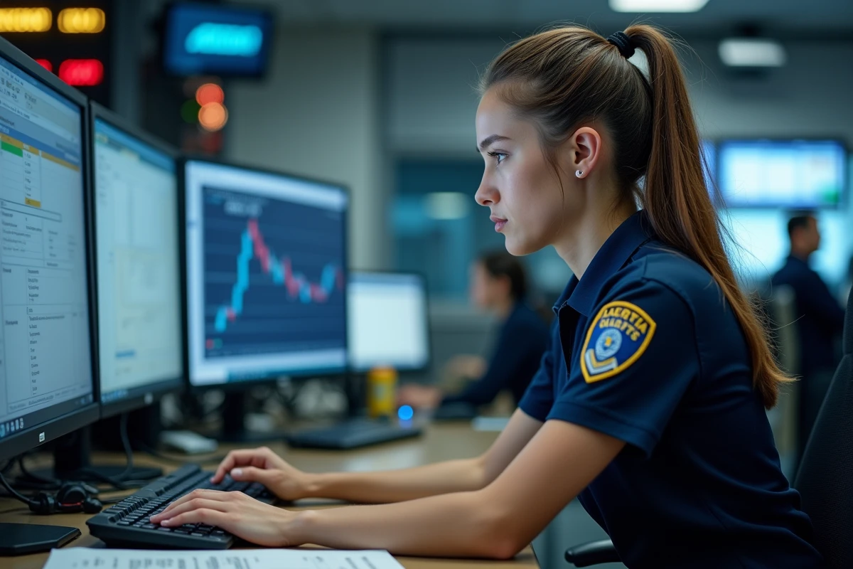 Jeune femme dispatcher SDIS 02 surveillant le centre