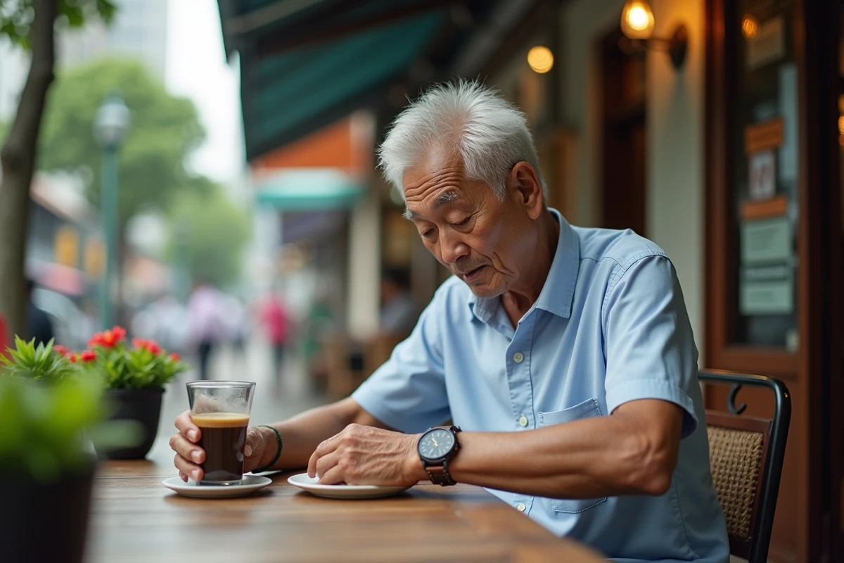 Homme âgé vérifiant l