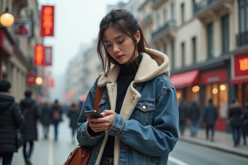 Jeune femme en streetwear multiculture dans une ville animée