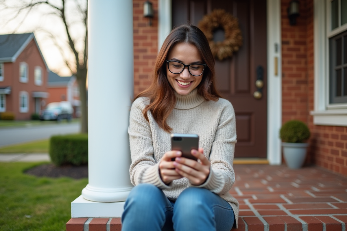 Jeune femme souriante vérifiant la valeur d