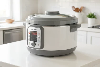Multicuiseur Cookeo posé sur un plan de travail de cuisine