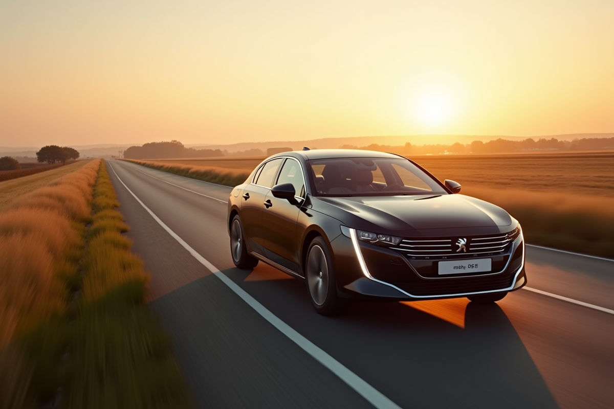 Peugeot 508 PSE en mouvement sur route de campagne
