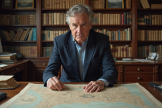 Urbaniste étudiant des plans de zonage anciens dans un bureau